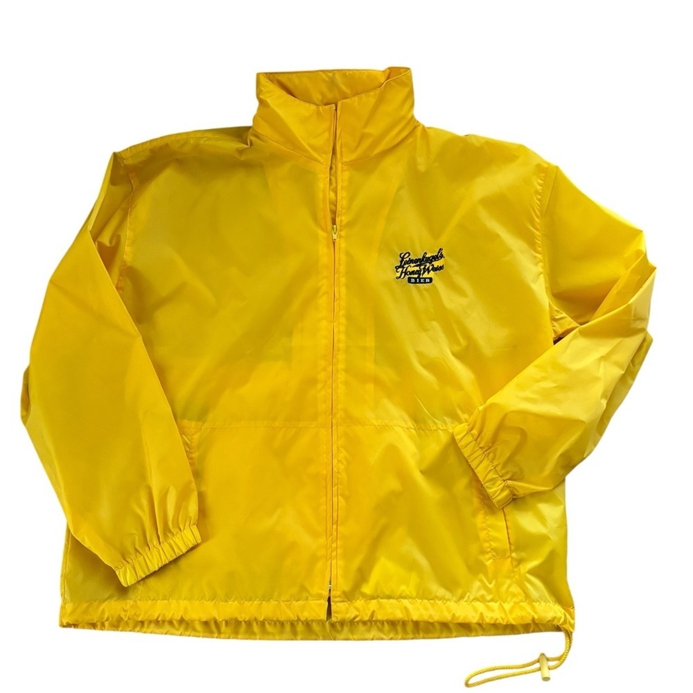 Leinenkugel’s Honey Weiss Beer Zip Up Windbreaker Sz XXL Yellow Hidden Hood